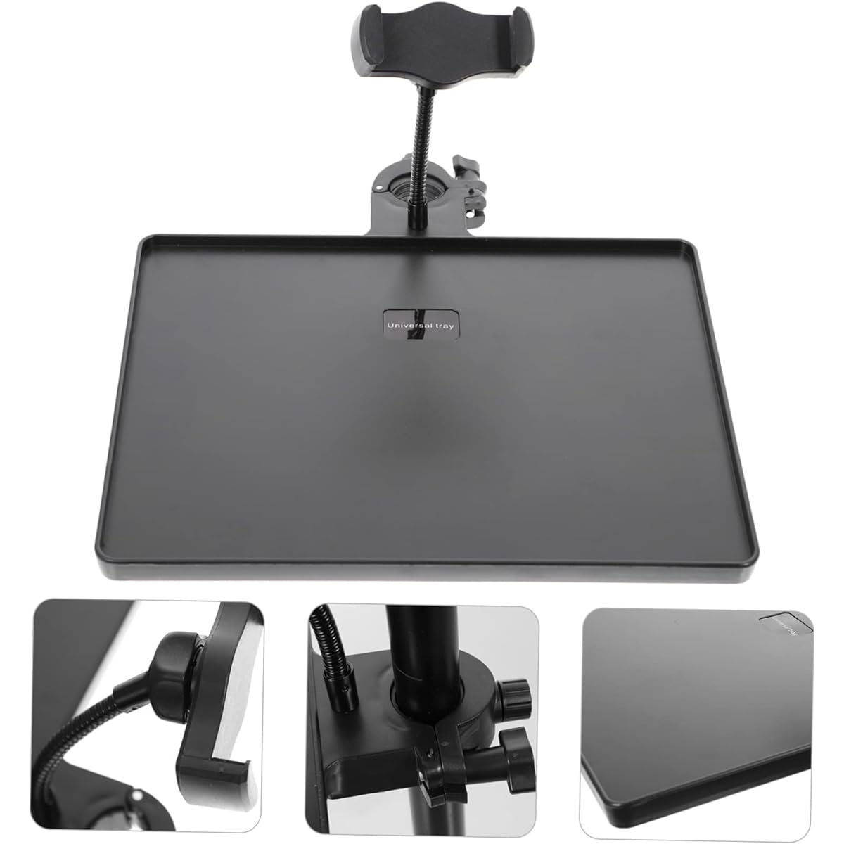 Parliky Broadcast Chat On Sound Adjustable Alloy Tray Stand Recording Microphone with Shelf Clamp On Cell Phone Holder Phone Card Microphone Bracket Streaming Room Music Universal Rack Live Clamp