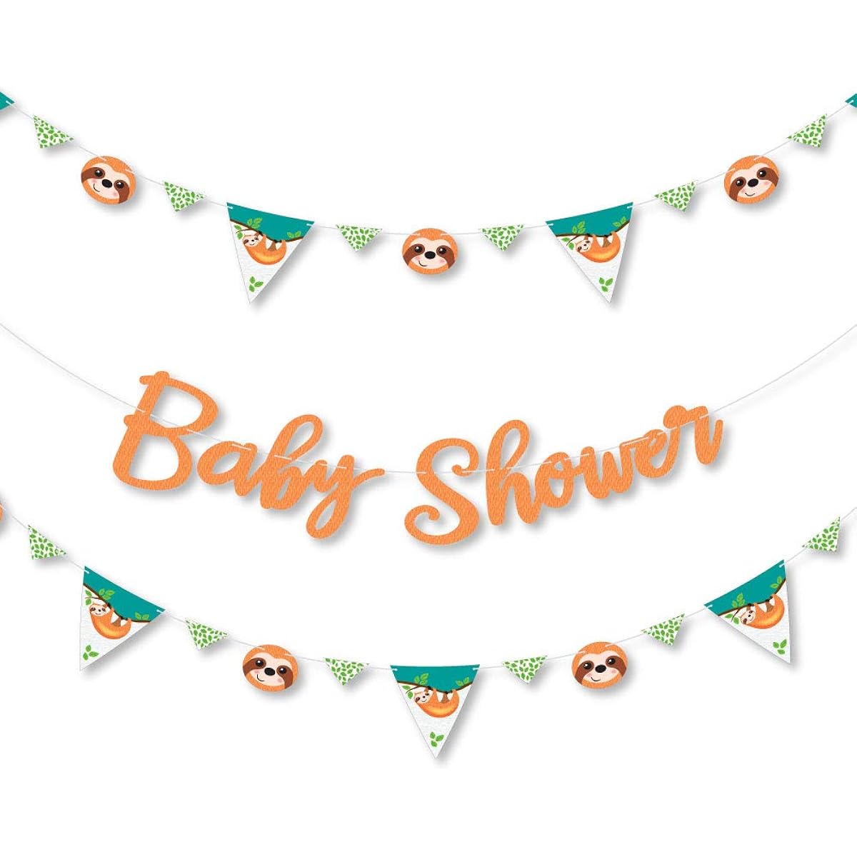 Big Dot of Happiness Let's Hang - Sloth - Baby Shower Letter Banner Decorations - 36 Banner Cutouts and Baby Shower Banner Letters