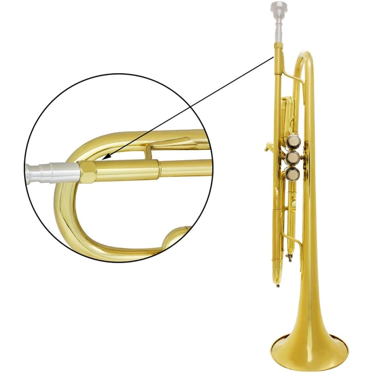Bb Trumpet Set, Stainless Steel Valve, Hard Case, Cleaning Kit, 7C Mouthpiece, Cloth and Gloves, Standard for Beginners and Intermediate Players