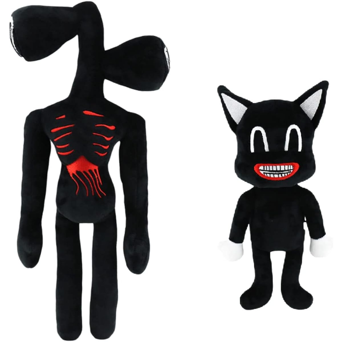 Cartoon Cat Plush Toy Cute Dog Toy Double Head Stuffed Animals for Easter/Halloween/Christmas/Birthday Party Gift/Decoration Kids Room Decor (2 Sets-Black)