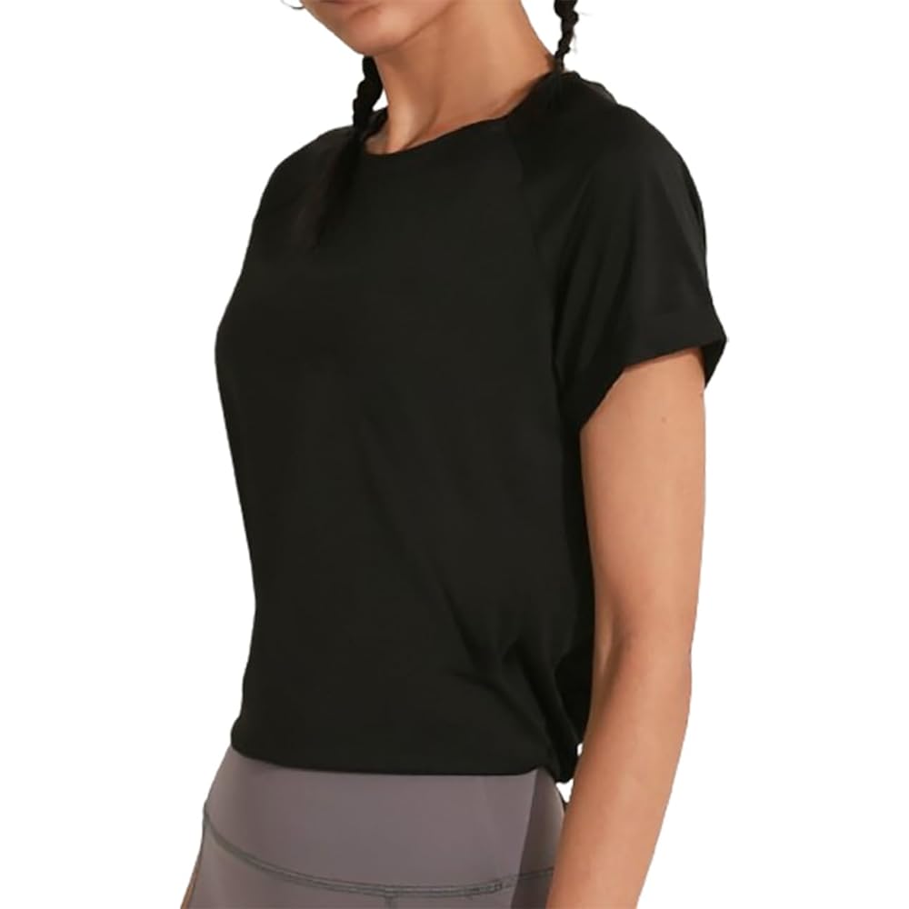 [and-L] Women's Yoga Wear, Tops, Short Sleeve T-Shirt, Yoga Shirt, Open Back, Sports, Fitness, Gym, Dance, Sweat Absorbent, Quick Drying, Body Covering, Open Back, Bowknot