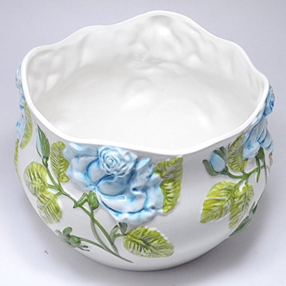 Made in Portugal Ceramic Flower Pot Blue Rose with Bottom Hole 22cm Can be planted directly pan-h234bl
