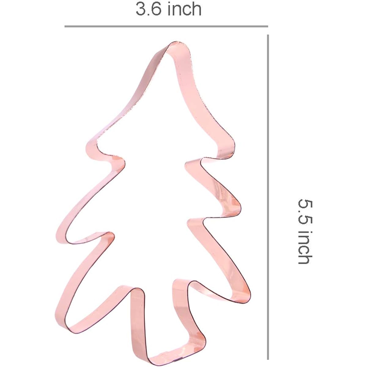 Large Christmas Tree Cookie Cutter - 5.5 x 3.6 inches - Copper