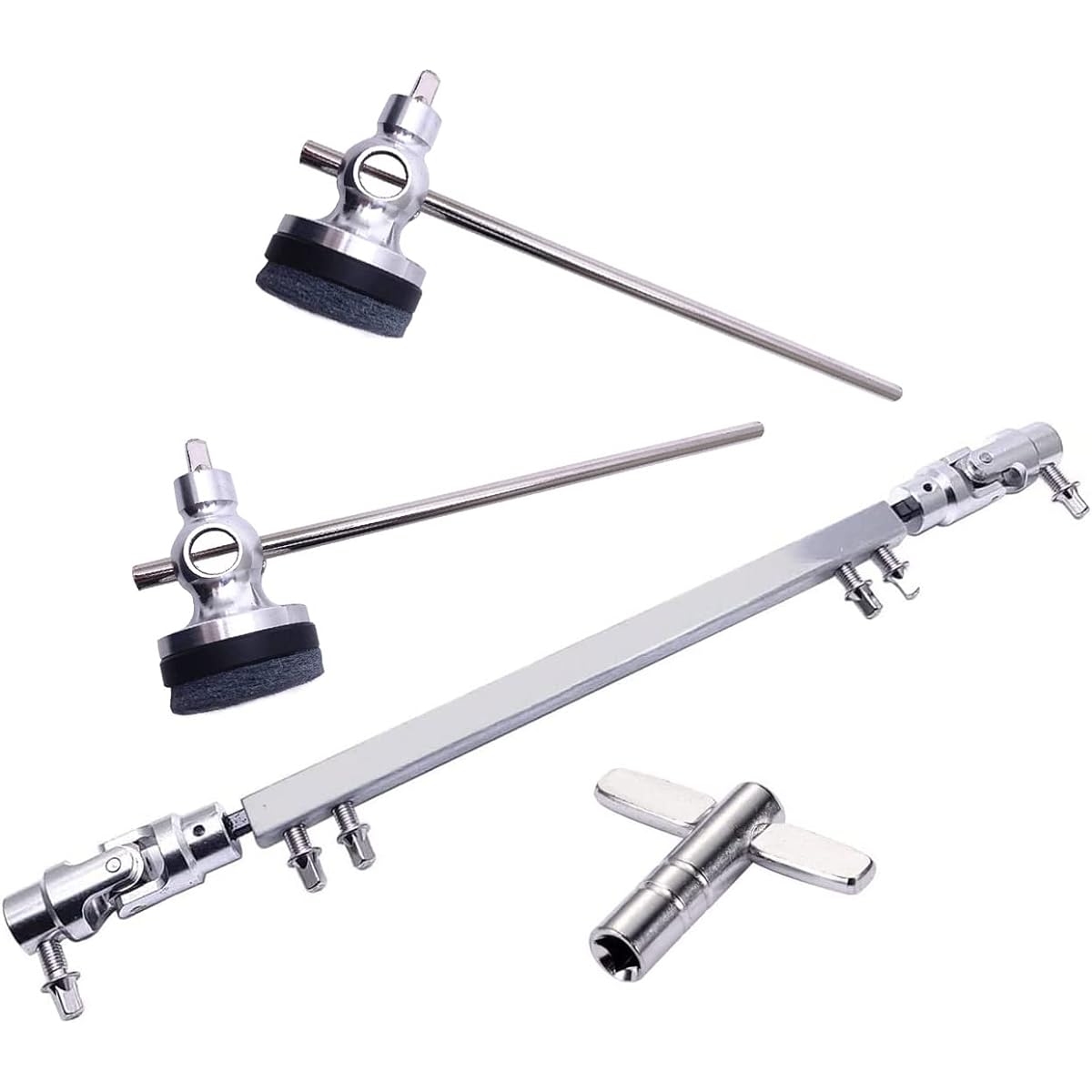 TUOREN Double Kick Drum Pedal Bass Drum Percussion Hardware 2 Piece Bass Drum Beater T-shaped Tuning Key