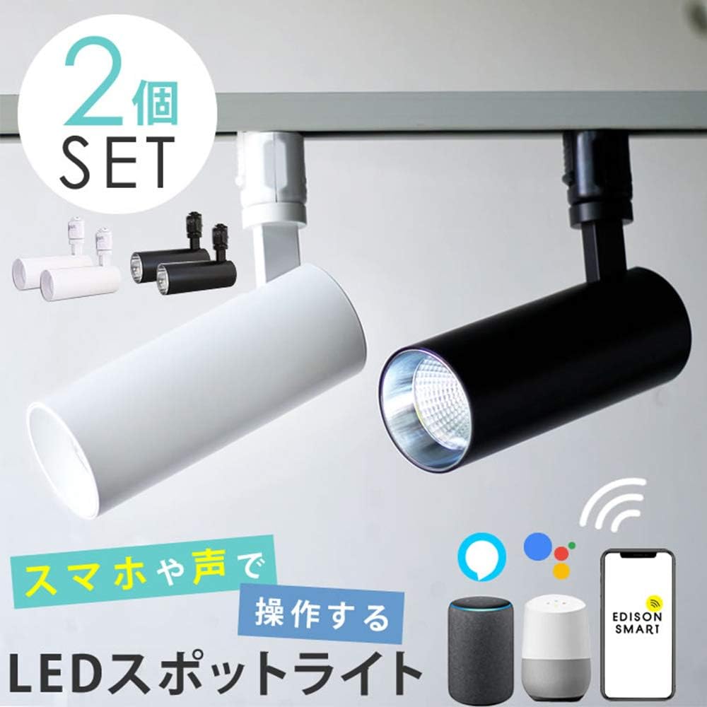[Alexa Compatible] Edison Bulb LED Smart Spotlight for Duct Rail (White) Set of 2 LED Integrated Dimming Color Adjustment Smart Light Bulb DST-SL01WH Dedicated Remote Control Not Compatible