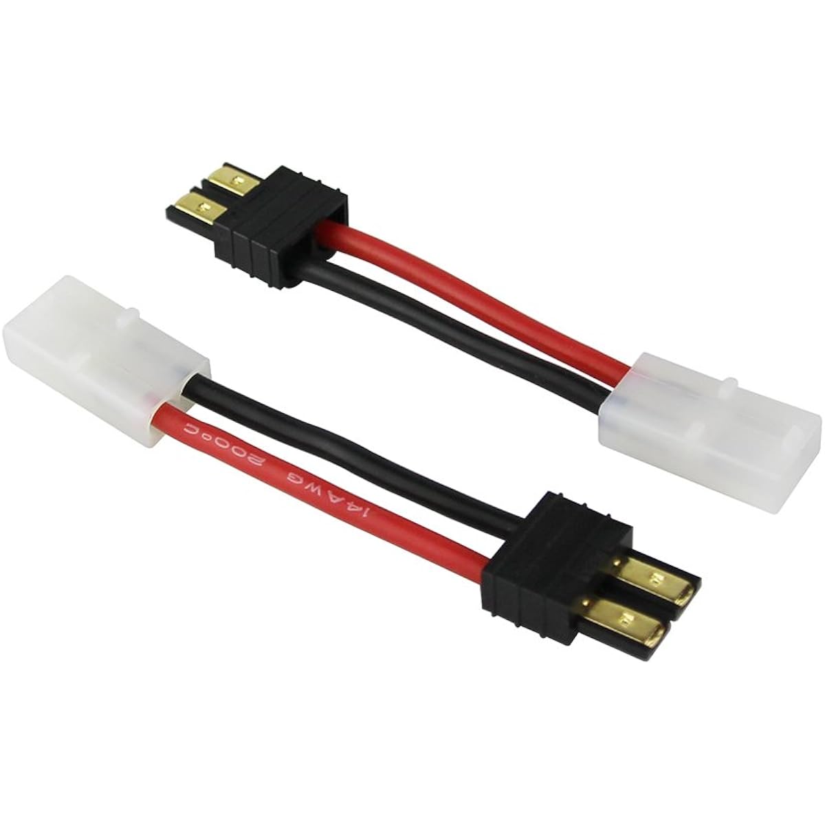 rflaueo 4pcs TRX to Tamiya Male Female RC Connector Adapter 14awg with 2" Wire (E46-4)