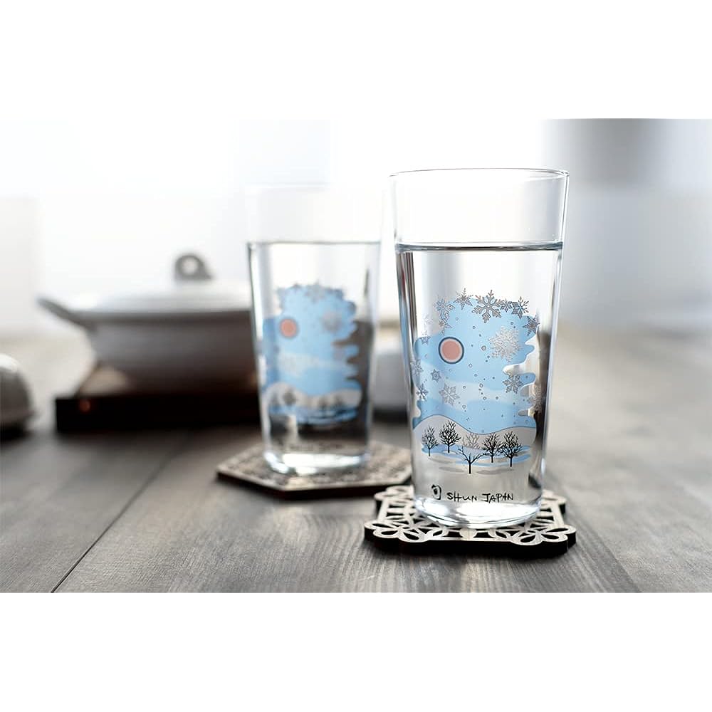 [Temperature in Design] Marumo Takagi Ceramics Cool Snowflake Tumbler Glass Pair Set Snowflake Pattern changes with temperature Gift Cheers Glass Soft drink Midyear gift Gift Changes with temperature Mysterious Magic Present Celebration Winter Christmas