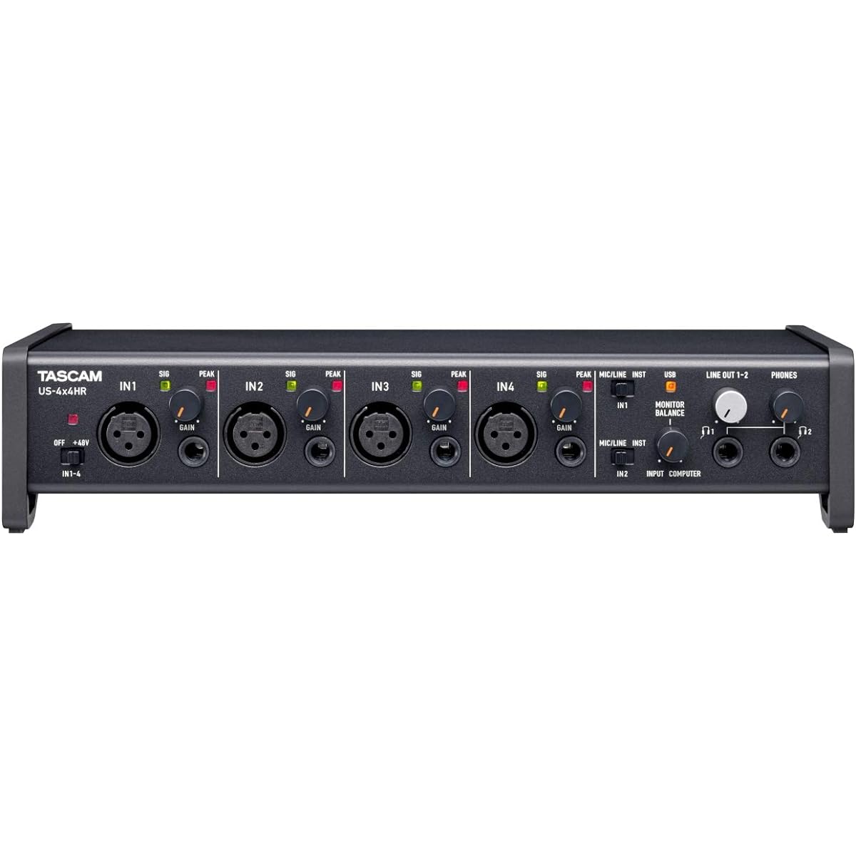 TASCAM US-4X4HR 4Mic, 4IN/4OUT 24bit/192kHz High Resolution USB Audio/MIDI Interface Youtube Music Production Live Streaming DTM