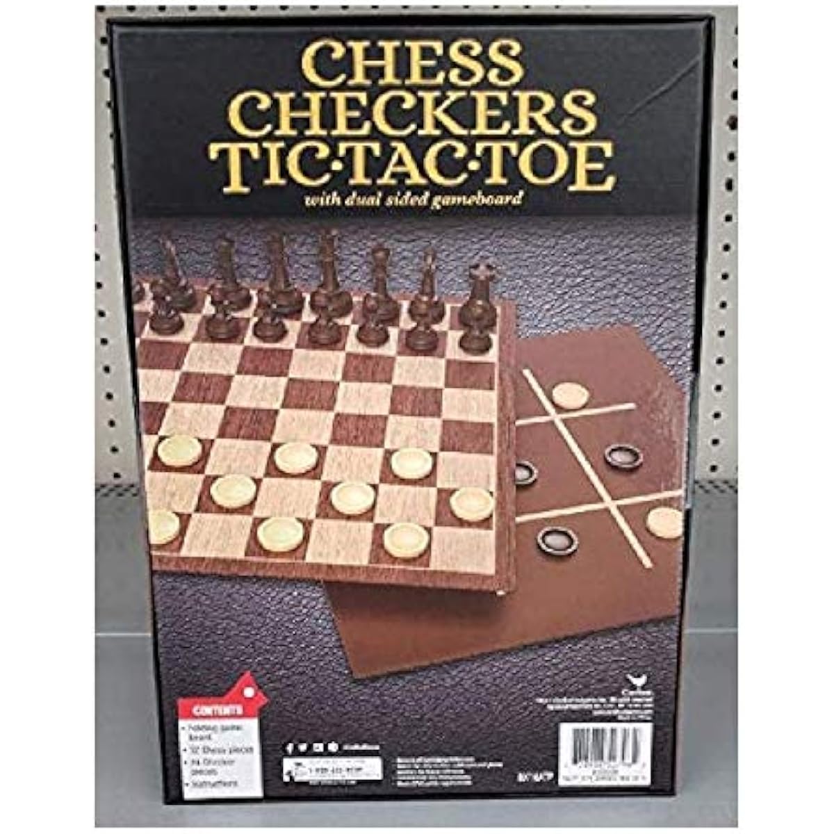 Chess Checkers & Tic Tac Toe with double-sided game board