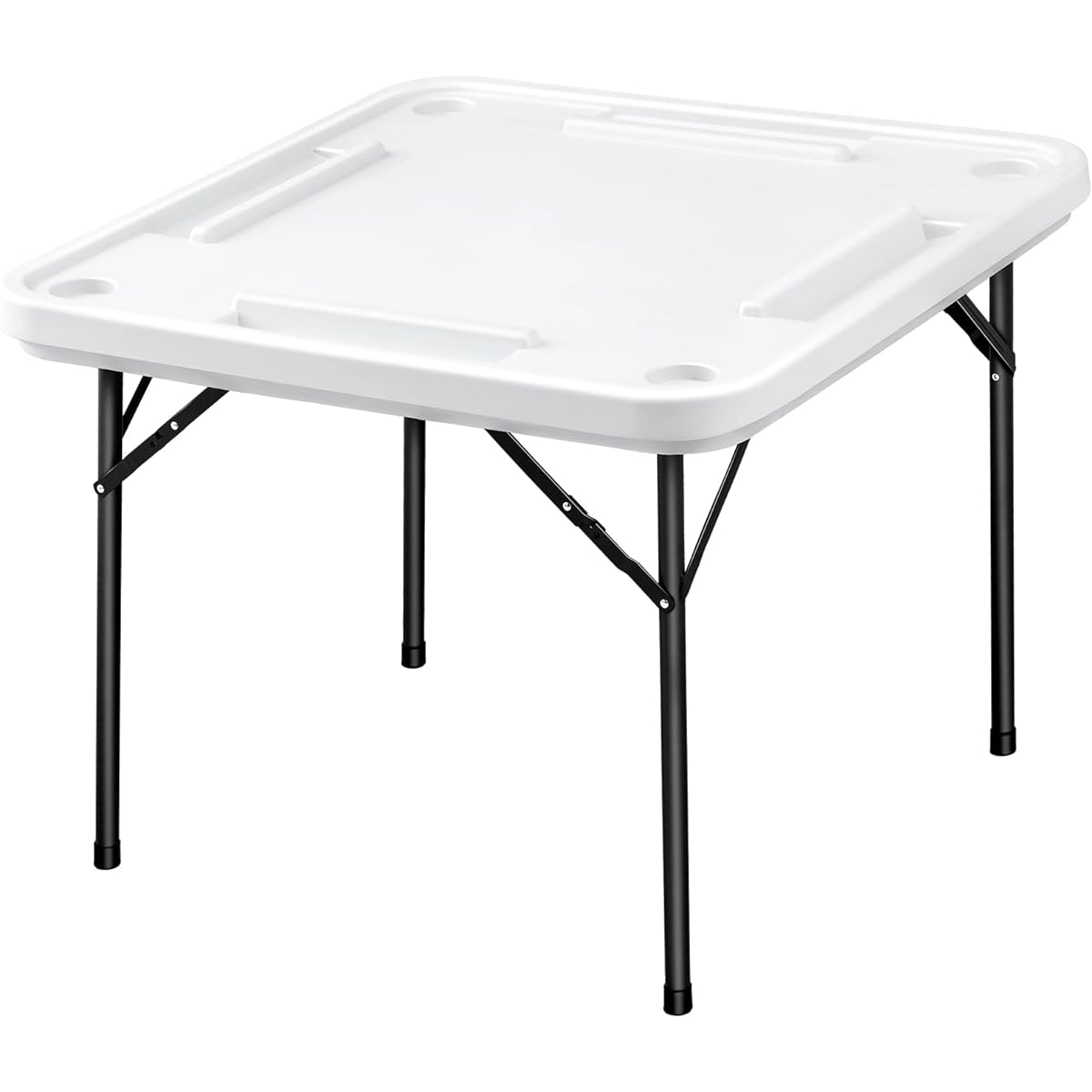 Berlune Plastic Domino Game Table Foldable Card Game Table with Cup Holder and Card Holder Anti-Scratch Waterproof Portable Board Game Domino Table for Mahjong Poker Domino Game