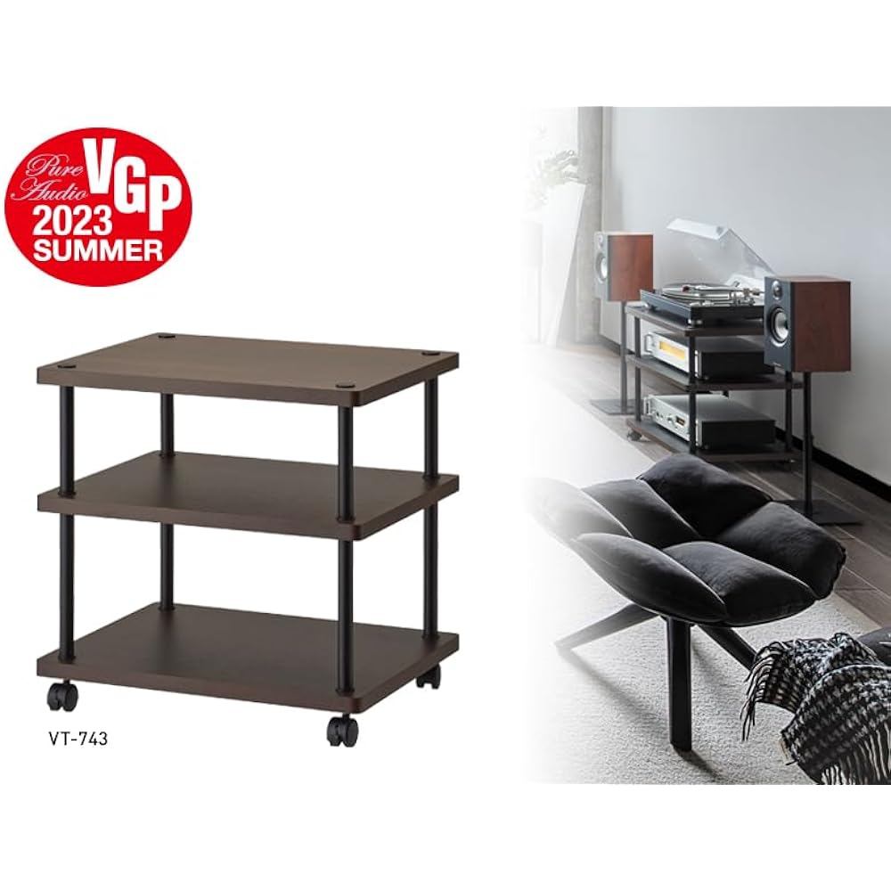 Hayami Kosan Audio Rack 3 Tiers with Casters Reversible Brown-Black VT-743