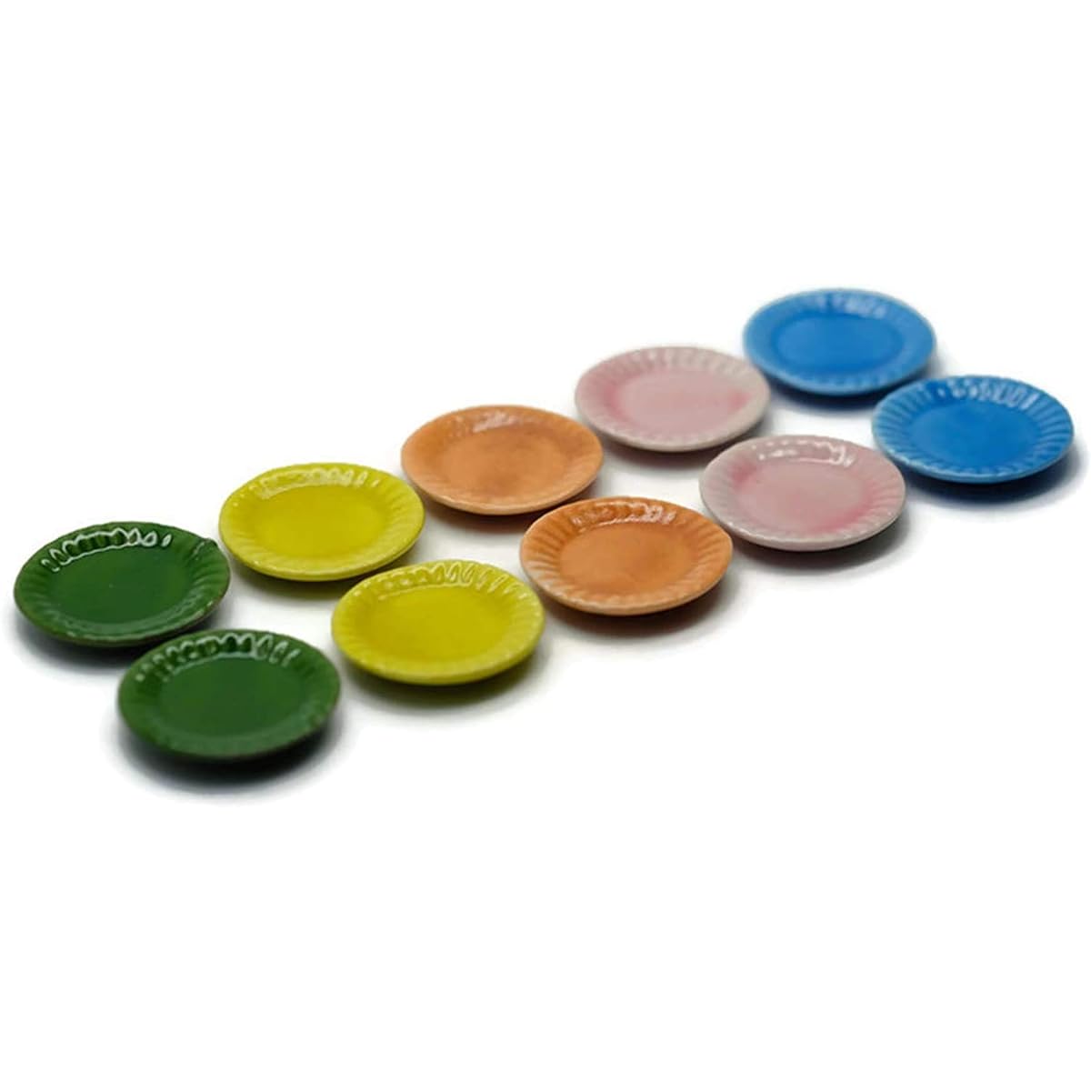 1shopforyou 10 Mix Colorful Ceramic Cookware Dollhouse Miniature Toy Dishes Food Kitchen Handmade