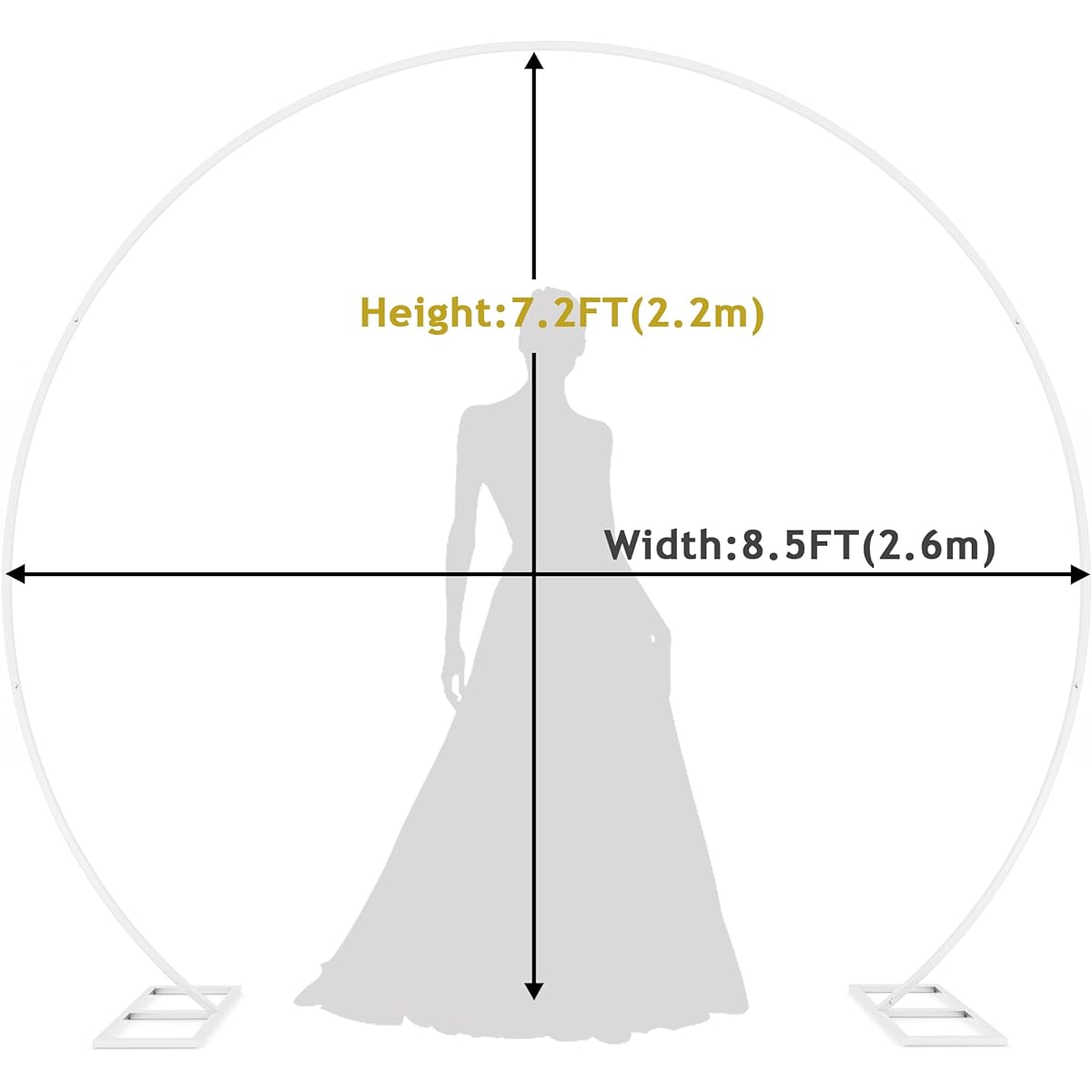 Fomcet 8.5ft White Round Stand Metal Circle Wedding Balloon Arch Stand Frame for Birthday Party Anniversary Valentine Wedding Ceremony Decoration Thick Square Tube