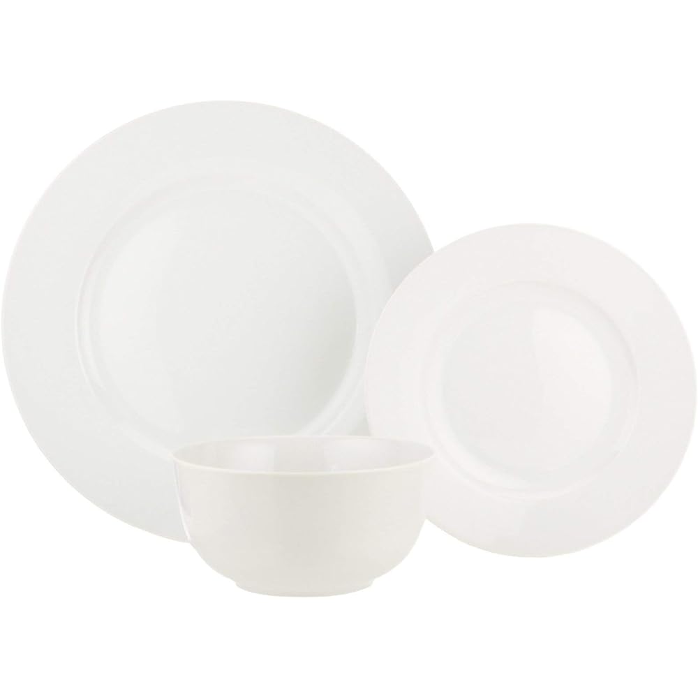 Tableware Set for Kitchen (Plates & Bowls for 6 People) White 18 Piece Set