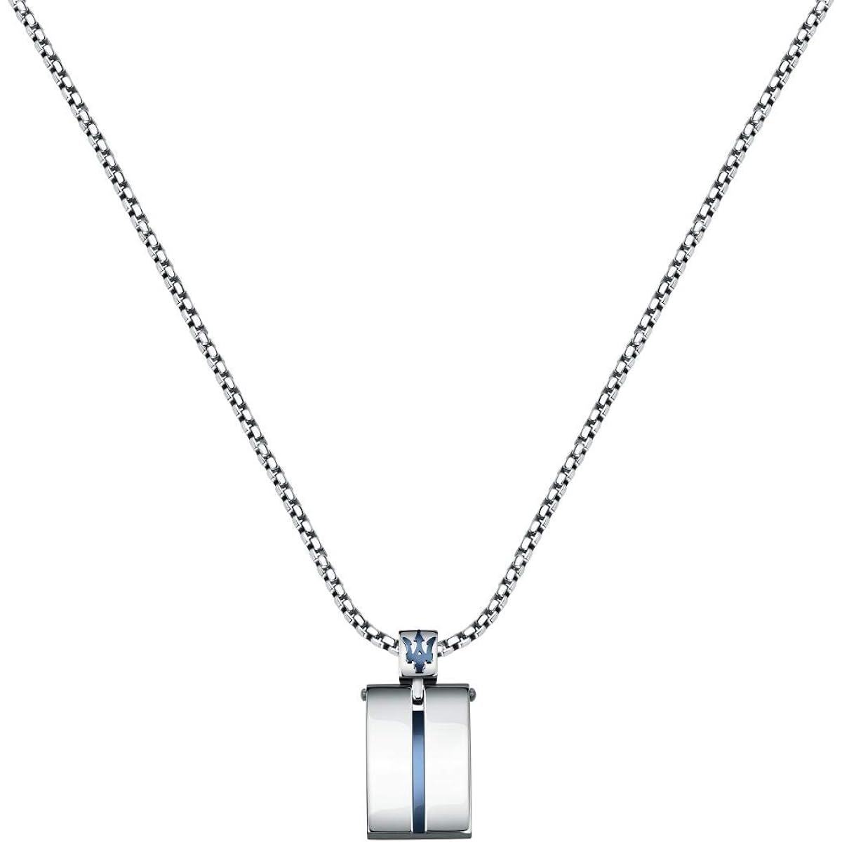 [Maserati] Jewels men's necklace, made of stainless steel, blue PVD