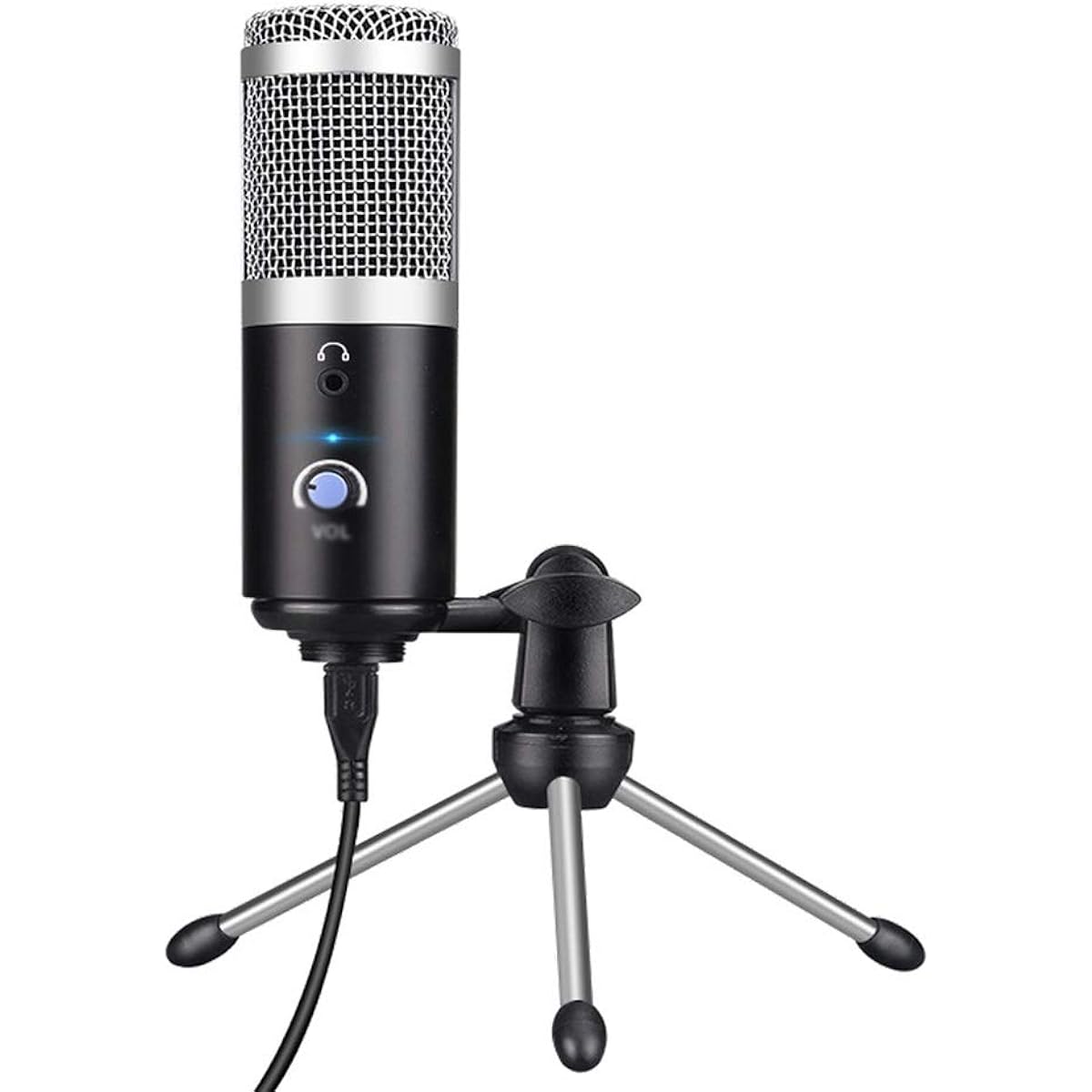 Microphone Condenser Microphone Computer USB Port Studio Microphone for PC Sound Card Professional Karaoke Microphone DJ Live Recording (A)