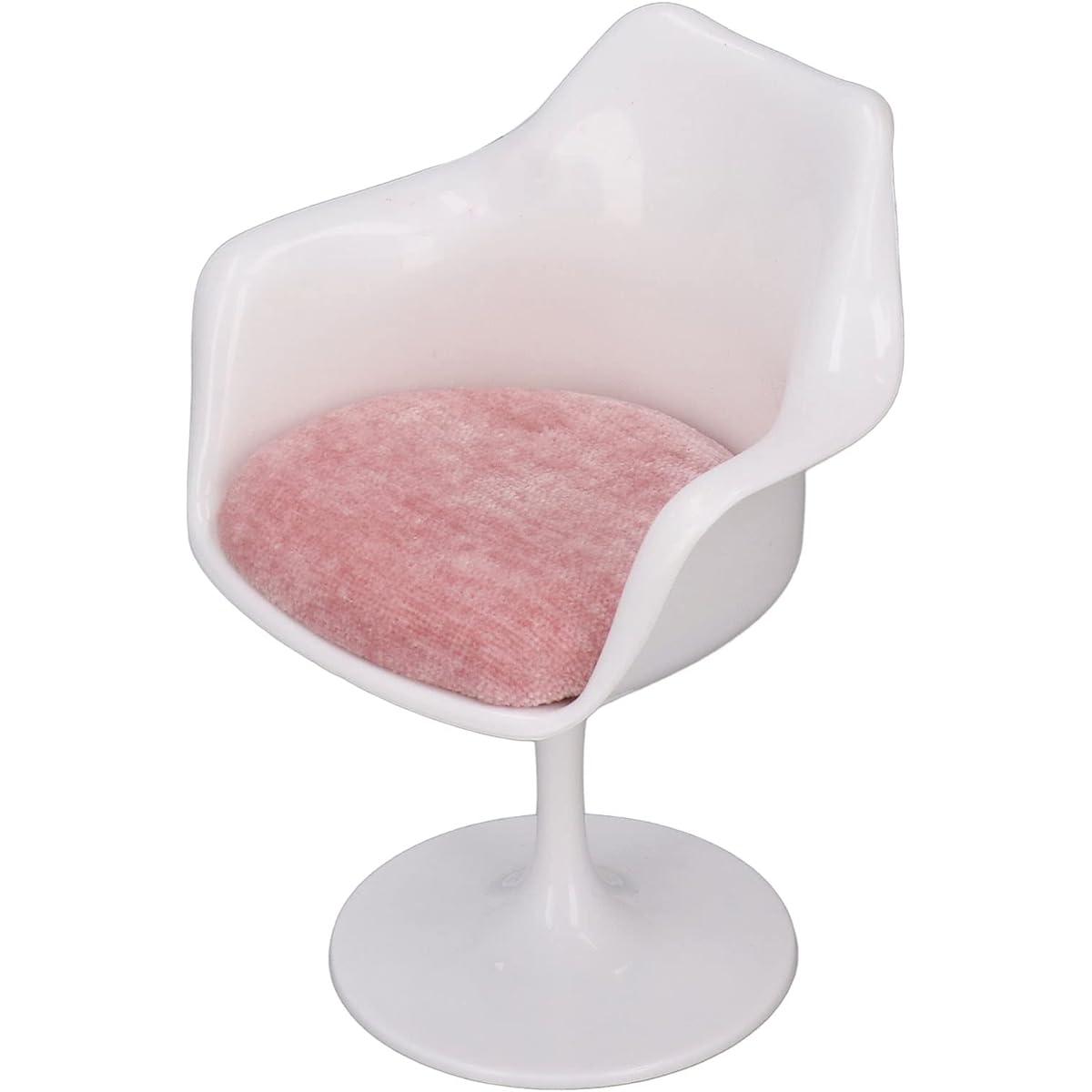 SPYMINNPOO Dollhouse Pink Round Feet Casual Swivel Chair Dollhouse Furniture Office Chair Bar Chair for 1:6 Scale Dollhouse (With Armrest)
