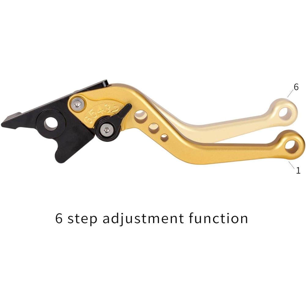 Hopider Short Brake Clutch Lever for Yamaha YZF R1 2004-2008, YZF R6 2005-2016, R6S Canada Version 2006, R6S EUROPE Version 2006-2007 Black Gold Hopider17