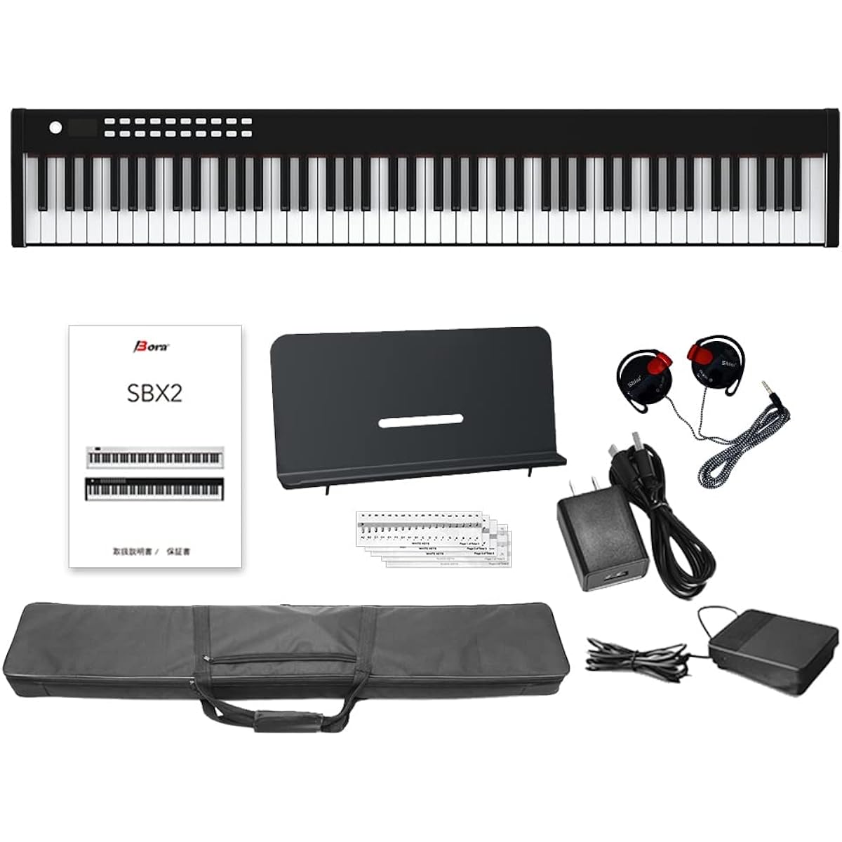 BORA Digital Piano 88 Keys Keyboard Slim Body Rechargeable Portable Beginner Black Space Saving Lightweight Thin Shimamura Musical Instrument Original