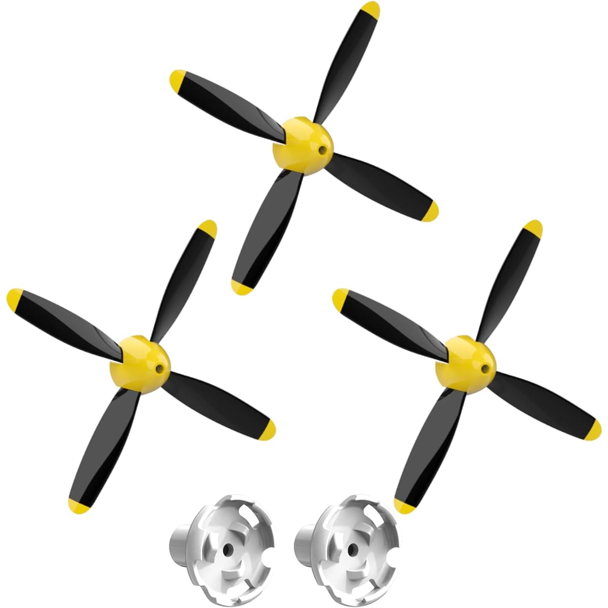 LEAMBE 3 Sets 4-Blade Propeller Spare RC Airplane Propellers for P51 Mustang & P40 Warhawk Remote Control Airplane Nosecone