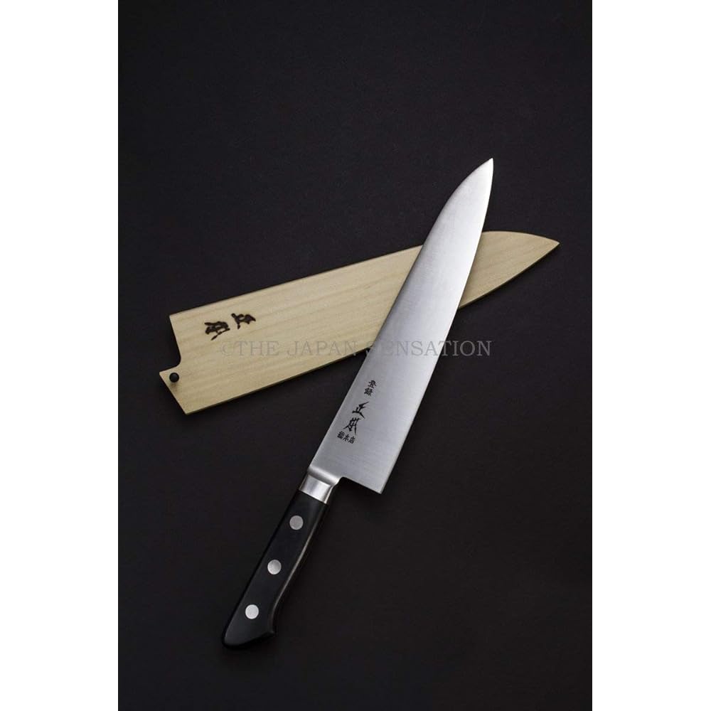 Masamoto Sohonten Gyuto with brim (double-edged) 27cm Blade: Hyper molybdenum steel, Handle: Duracon resin Japan AMSJ004