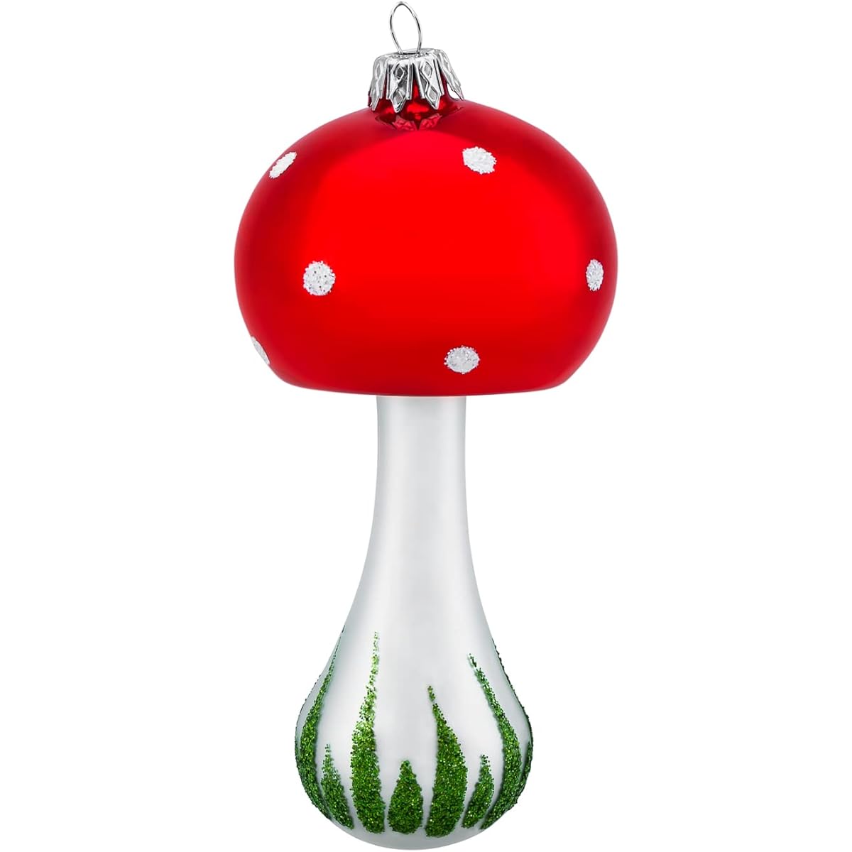 Polish Gallery Christmas Ornament Classic Red Mushroom Blown Glass 6"
