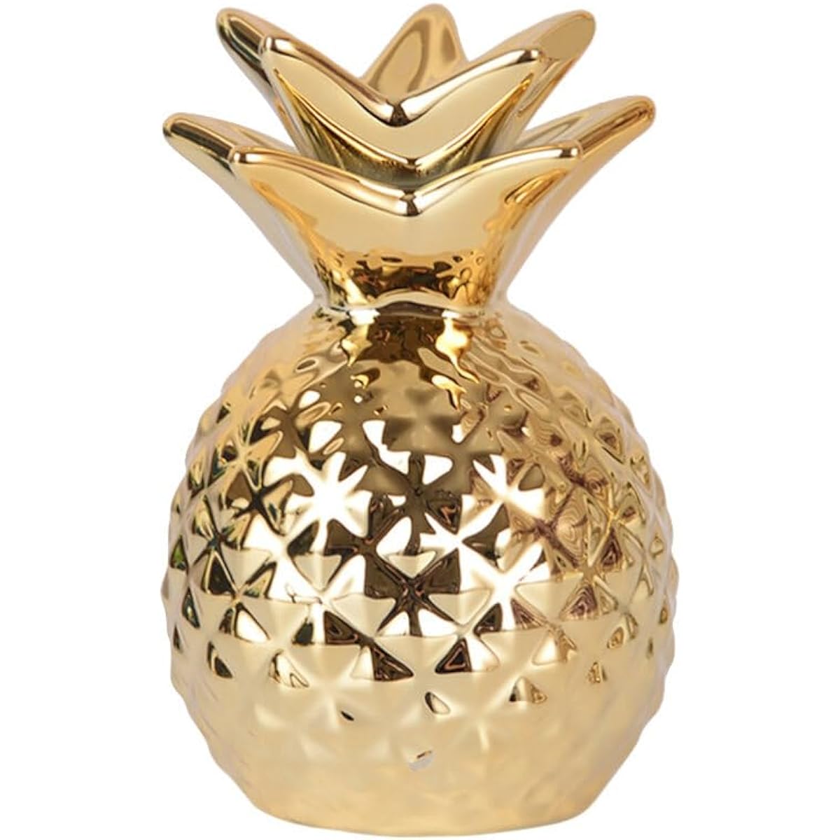 Garneck Ceramic Pineapple Coin Bank, Decorative Money Bank Pineapple Figurine Money Saving Pot Coin Storage Container Home Office Decoration Golden