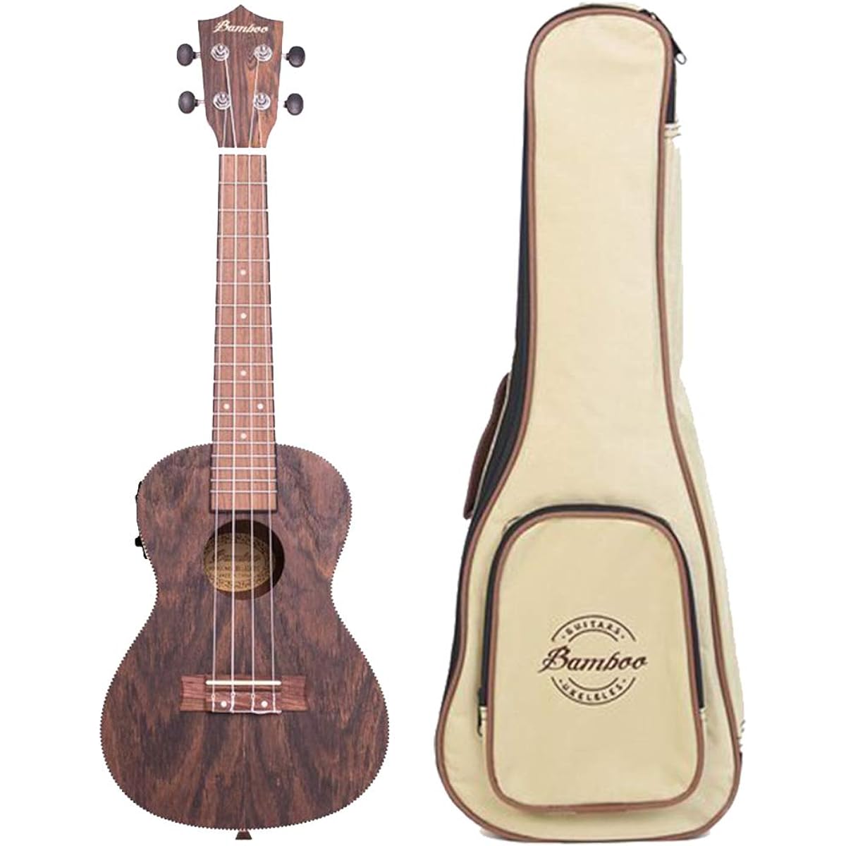 Bamboo ukulele preamp with tuner, electric ukulele, concert size, bocote wood, gear pegs, Bocote BU-23BOCQ (built-in tuner, soft case included) [Official Japanese product]