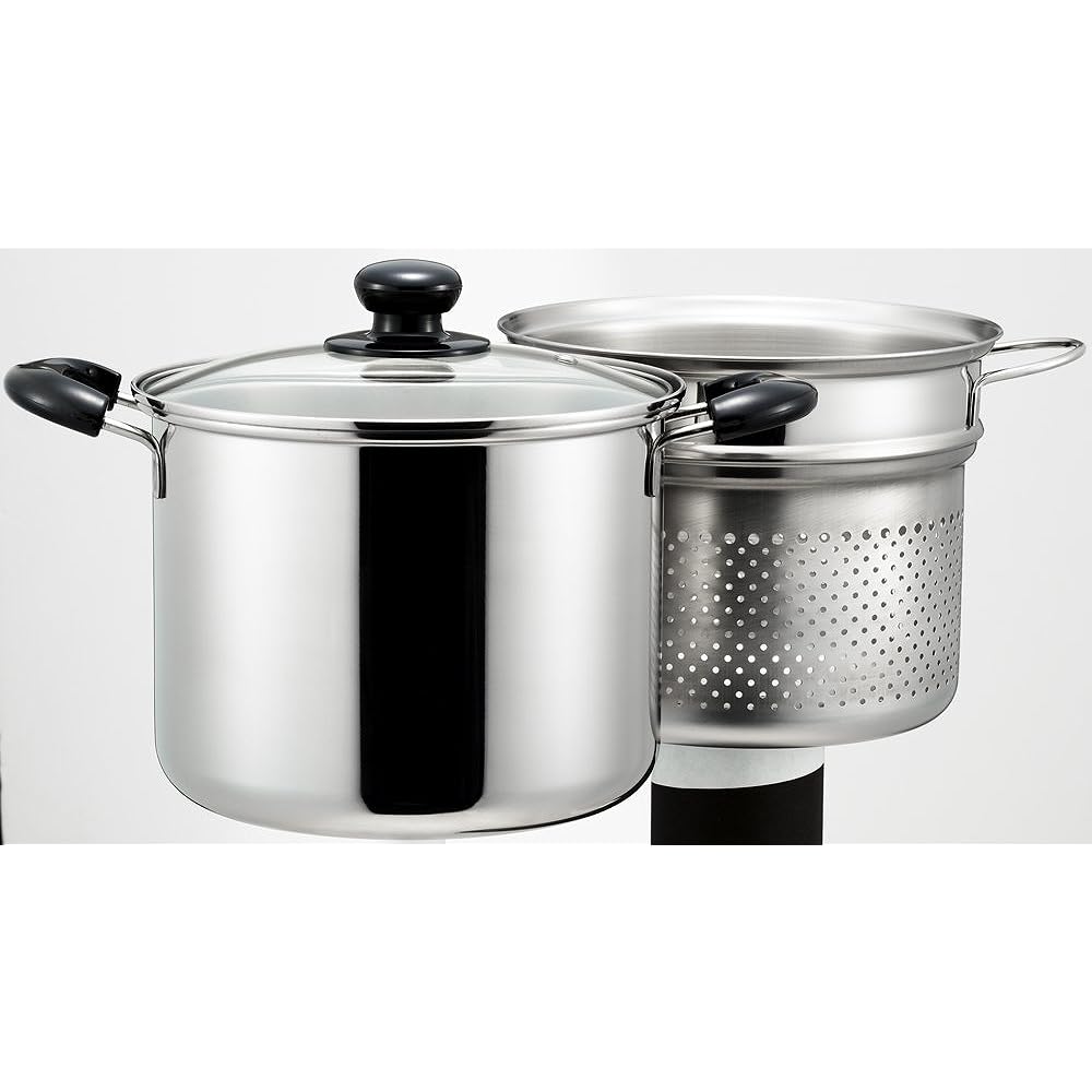 Yoshikawa Made in Japan Pasta Pot 22cm IH Compatible Silver Stainless Steel Cook Look II SJ2187