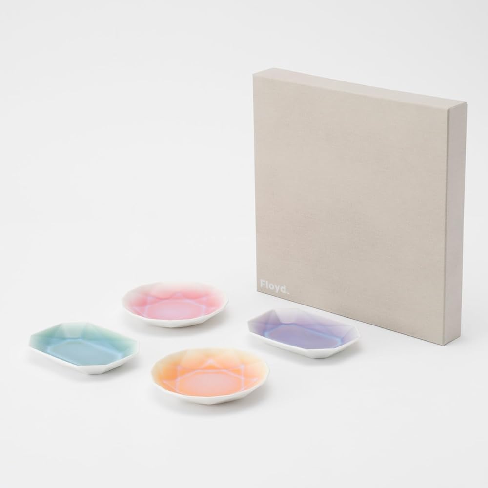 Floyd Small Plates Dishwasher Safe Microwave Safe Set of 4 Gift Approx. 10cm Arita Jewel Round Pink x Orange Arita Jewel Octagon Purple x Green Made in Japan FL06-02101