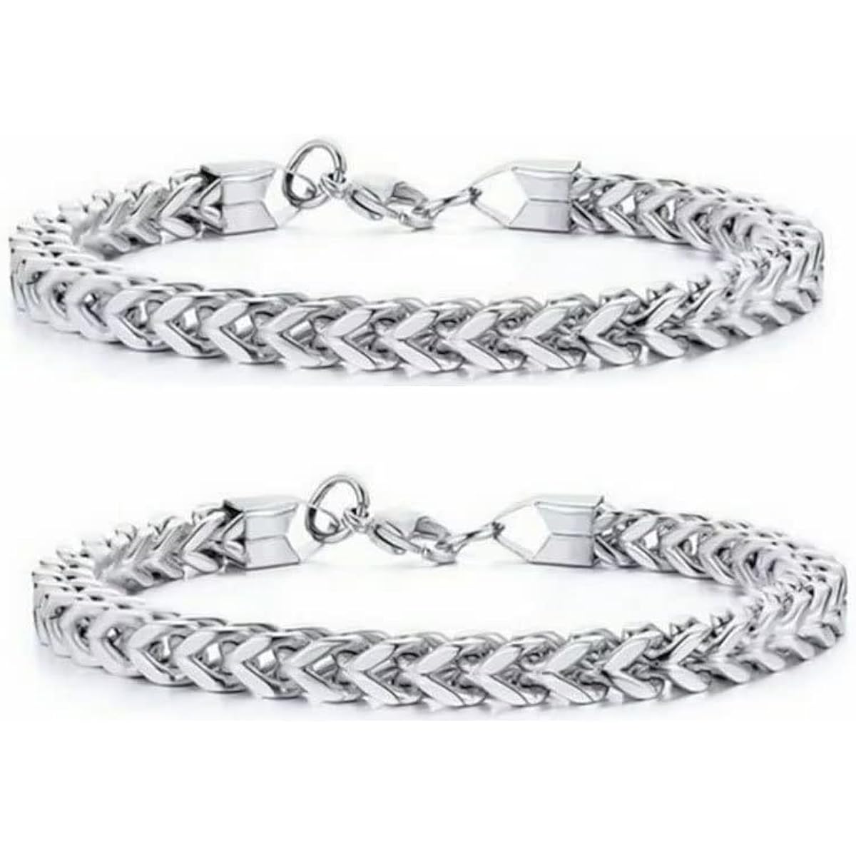 2pcs Gold Bracelet for Men Silver Chain Bracelet Mens Chain Bracelet Miami Link Bracelet Classic Jewelry Gift for Father's Day