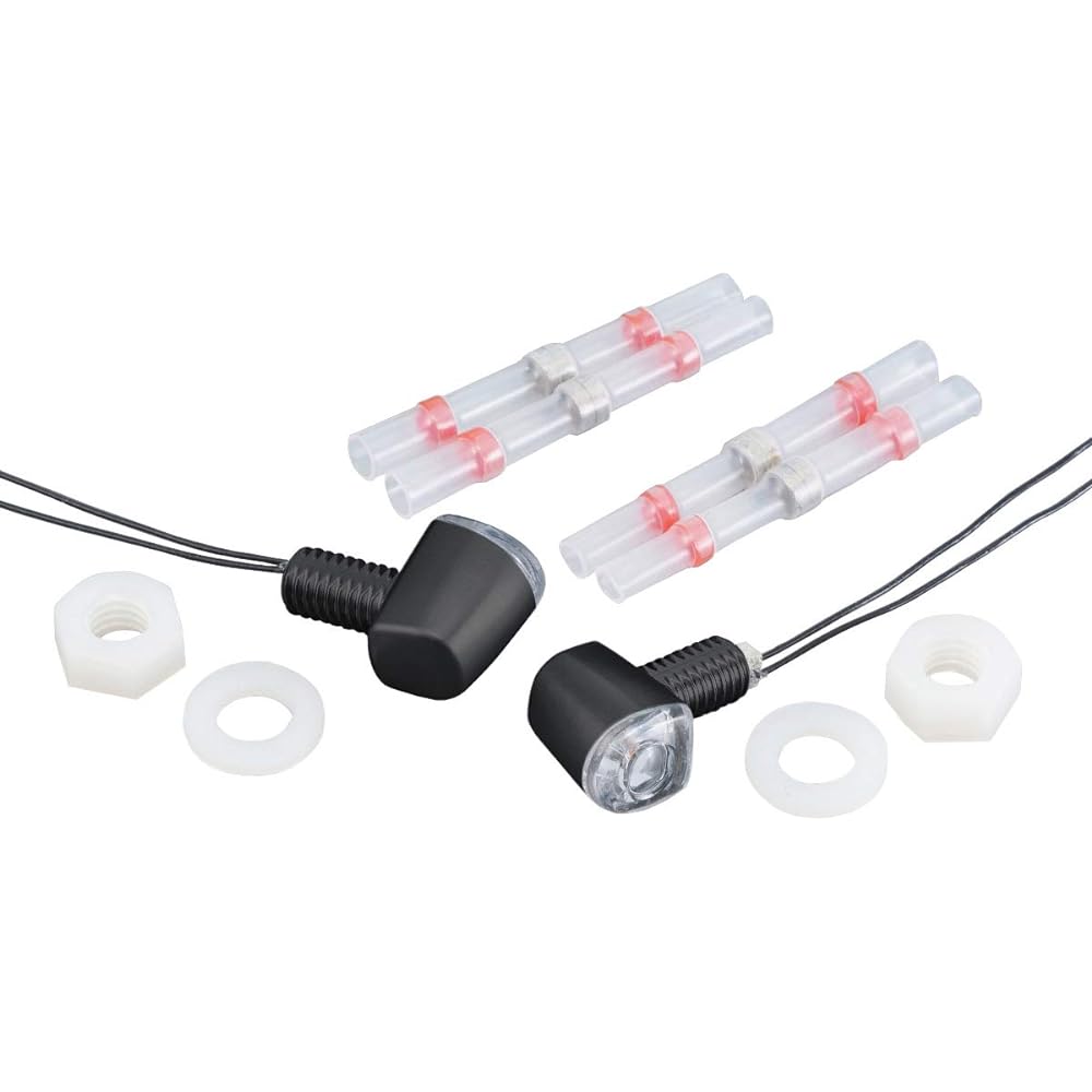 Kijima Motorcycle Bike Parts LED Turn Signal Lamp Nano Type Black Body/Clear Lens 219-5179 & Turn Signal Stay for Nano Lamp Number Side Left and Right Set 217-2038 [Set Purchase]