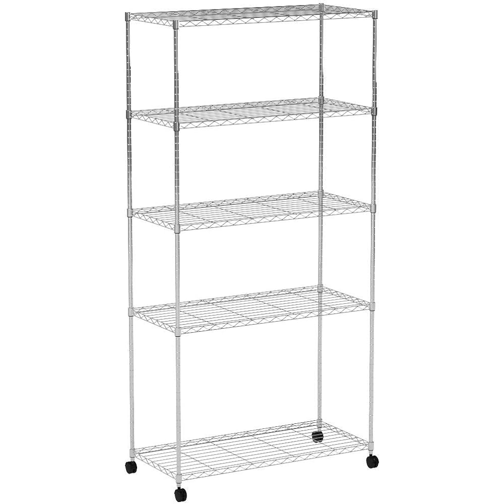 Iris Ohyama Metal Rack Body with Casters Width 91 x Depth 46 x Height 178.5cm 5 Tiers Load Capacity 60kg Pole Diameter 25mm Steel Rack Rust Resistant Rust Resistant Shelf SE-918EC