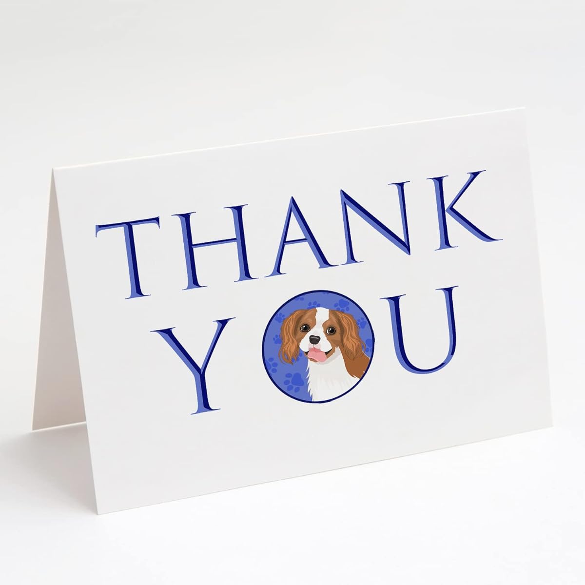 Caroline's Treasures CK9034GCA7P Cavalier King Charles Spaniel Blenheim #2 Thank You Greeting Cards and Envelopes Pack of 8, 7 x 5 Inch, Multicolor