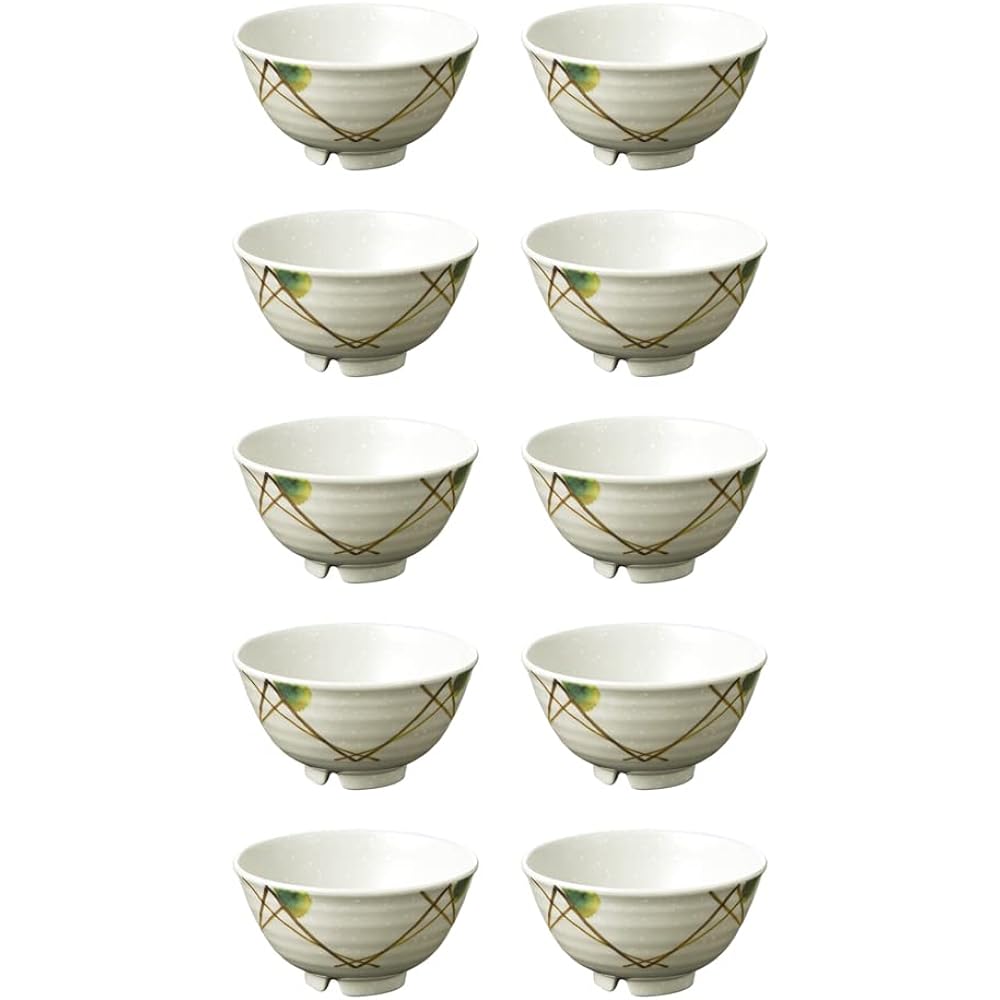 MARUKEI Tea Bowl/Round Tea Bowl, Small, Diameter 11.3cm, 290ml, Made in Japan, Unbreakable, Dishwasher Safe, Stackable "Shofu" A74 MKZ Set of 10 [Commercial Use Set]
