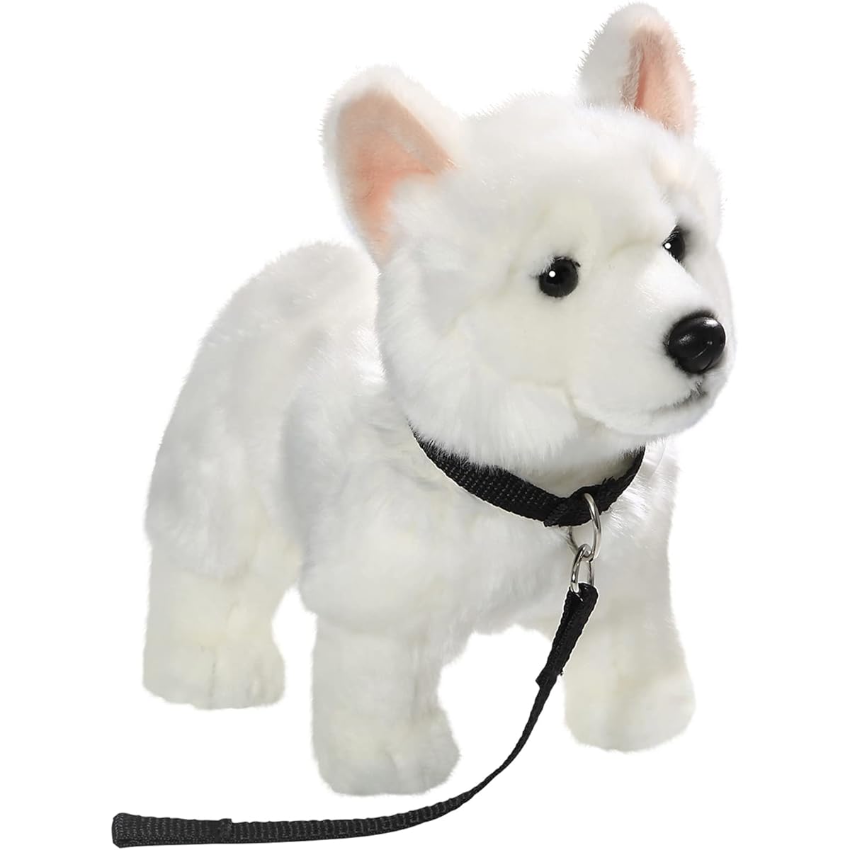 Carl Dick White Shepherd Dog and Lead Length 9 inches, Height 8 inches, 26/22 cm, Stuffed Animal, Plush Toy, Soft Toy 3485