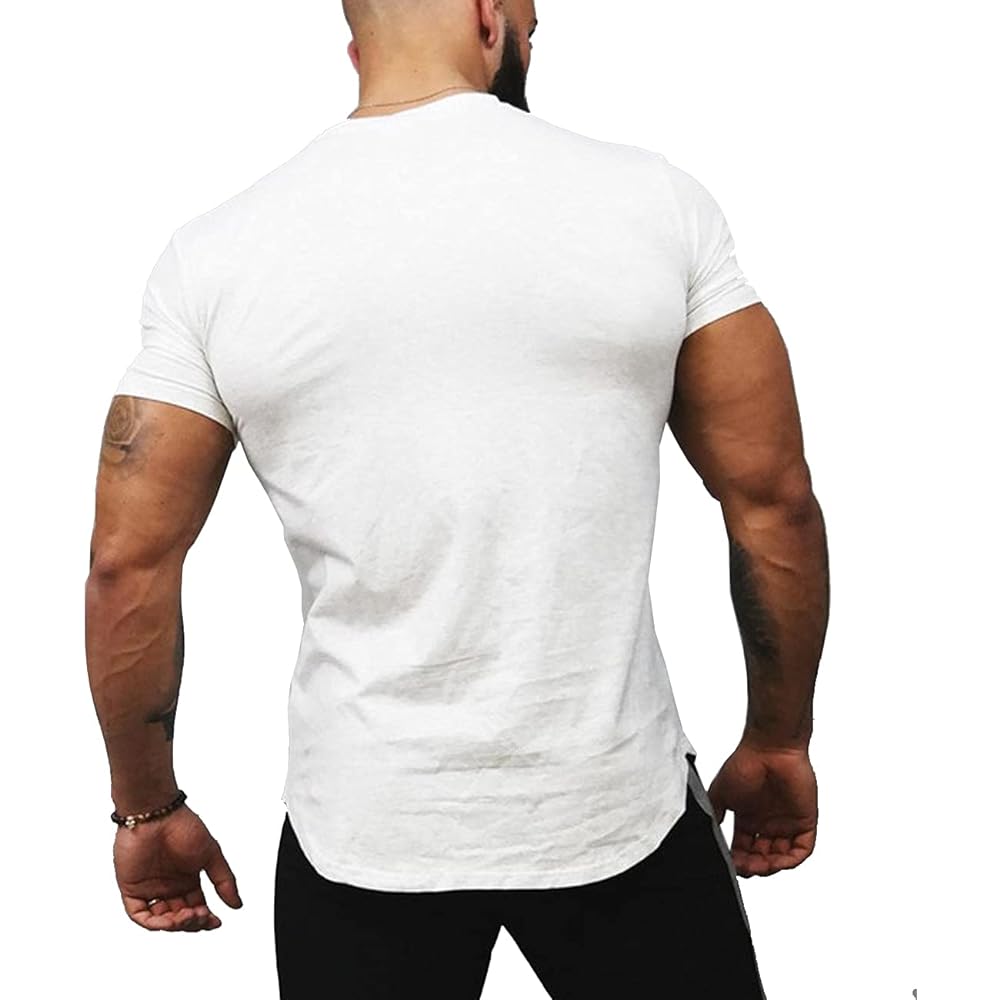 (Biveter) Muscle Training T-Shirt, Training Wear, Men's T-Shirt, Short Sleeve, Stretch, Slim, Fitness, Sweat Absorbent, Quick Drying, Gym Wear