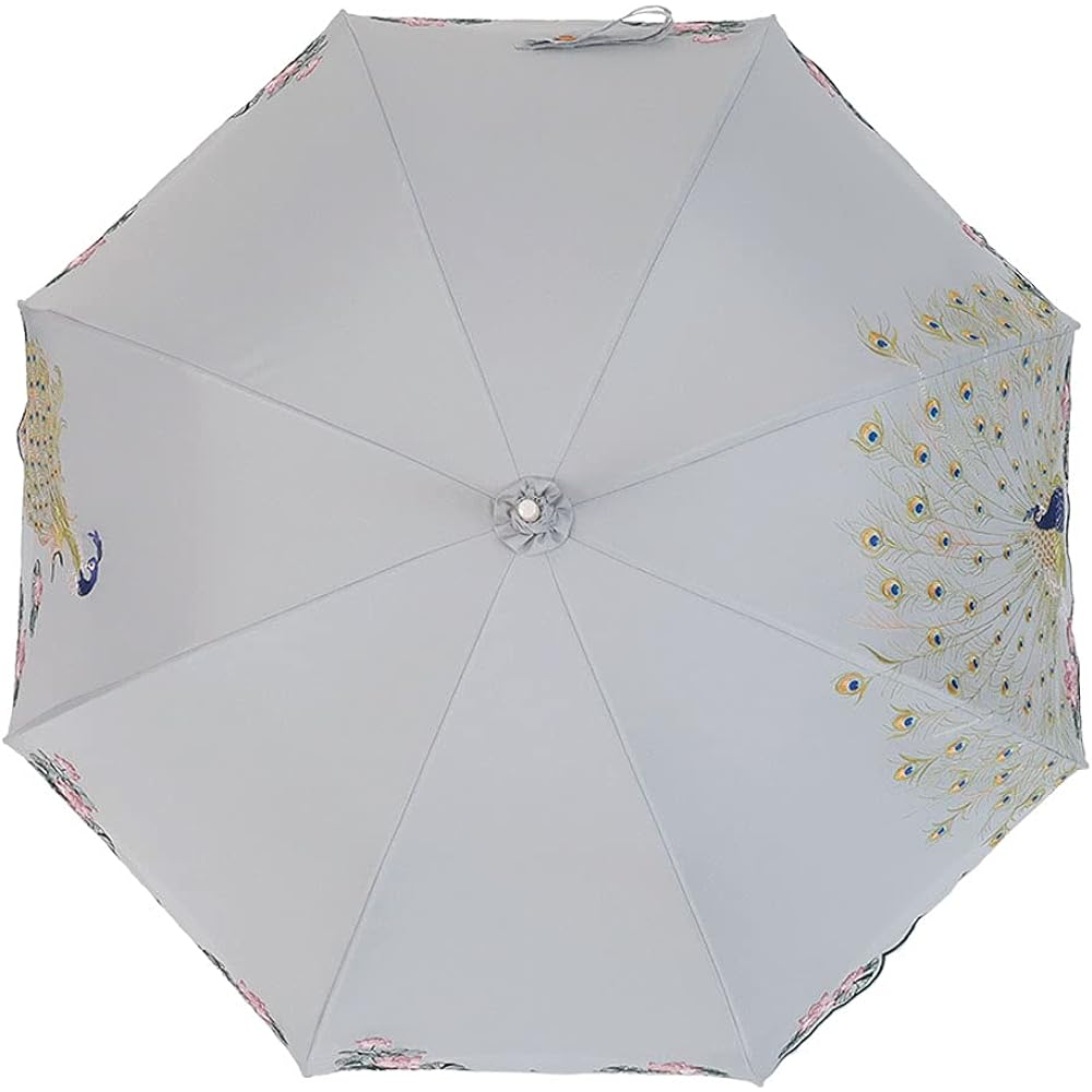 [Chinoiserie Modern] Parasol, For Both Sunny and Rainy Days, Actress Parasol, Long Parasol, Embroidery, Peacock, Completely Blackout, Heat Shielding, UV Protection, Covering, Cool, Special Double-layered, Fully Embroidered