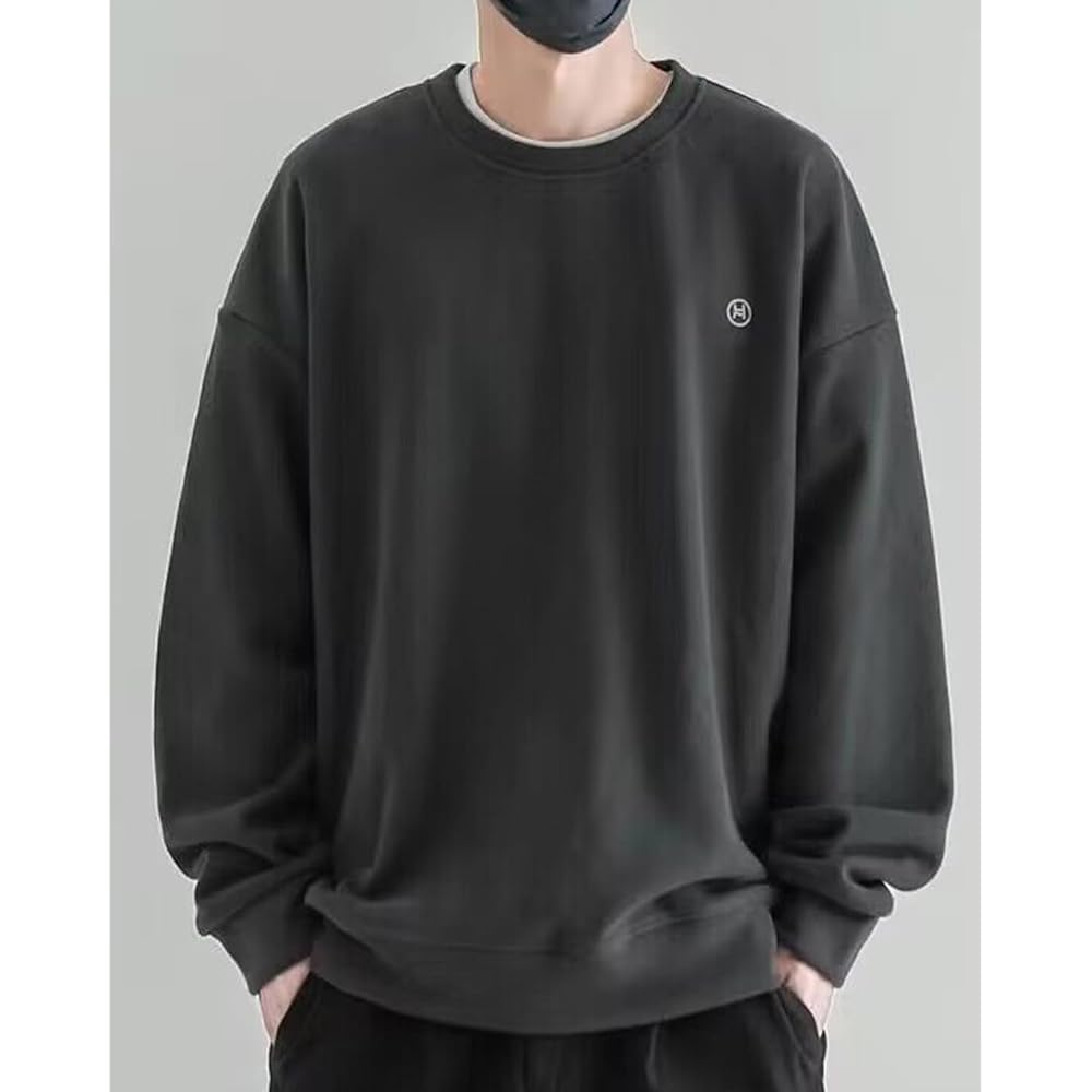 [ODFMCE] Men's Sweatshirt, Long Sleeve, Spring, Plain, Casual, Stylish, Loose, Large Size