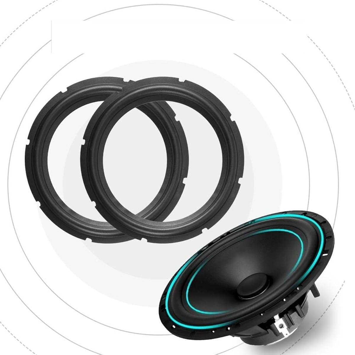 Fielect 2pcs 8" Black Notch Speaker Rubber Edge Surround Ring Replacement Parts for Speaker Repair and DIY
