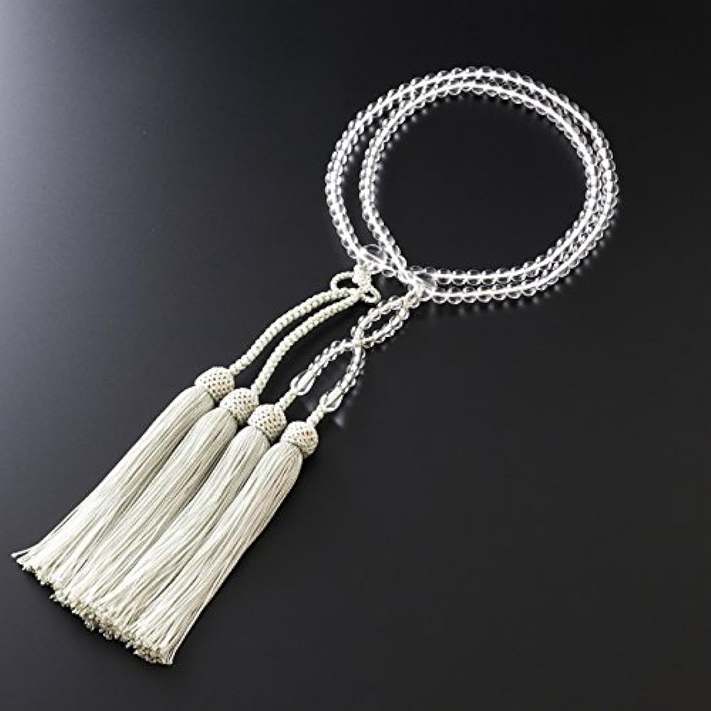Kyoto Buddhist Altar Hayashi Prayer Beads Jodo Shinshu Eight Size Genuine Crystal Two Colored Bunches (Hiwa White) (For Women) Formal Official [Bead Bag Set] SW-074 Kyoto Prayer Beads