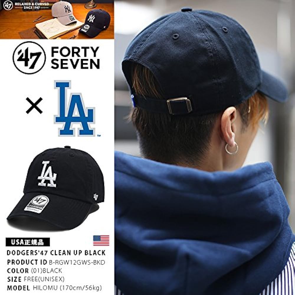 [B-RGW12GWS-BKD] Forty Seven Brand 47BRAND Low Cap Los Angeles Dodgers Collaboration CAP Hat Baseball Black MLB Major League Genuine Product