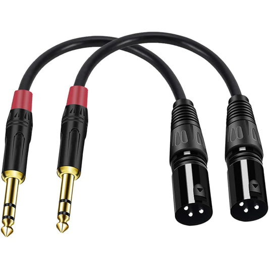 XLR to 1/4 TRS Stereo Adapter, XLR Male to 1/4" (6.35mm) Stereo Balanced Microphone Stereo Audio Converter Adapter Cable (2 Pack/6")