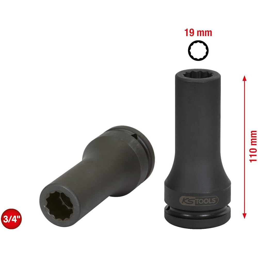 KS TOOLS 3/4" Special impact 12-point socket deep 19mm 455.0011