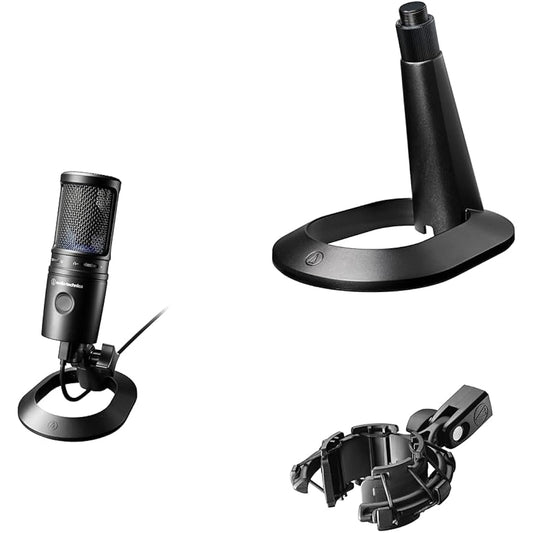 Audio-Technica AT2020USB-X USB Condenser Microphone & AT8703 Microphone Stand & AT8455 Shock Mount