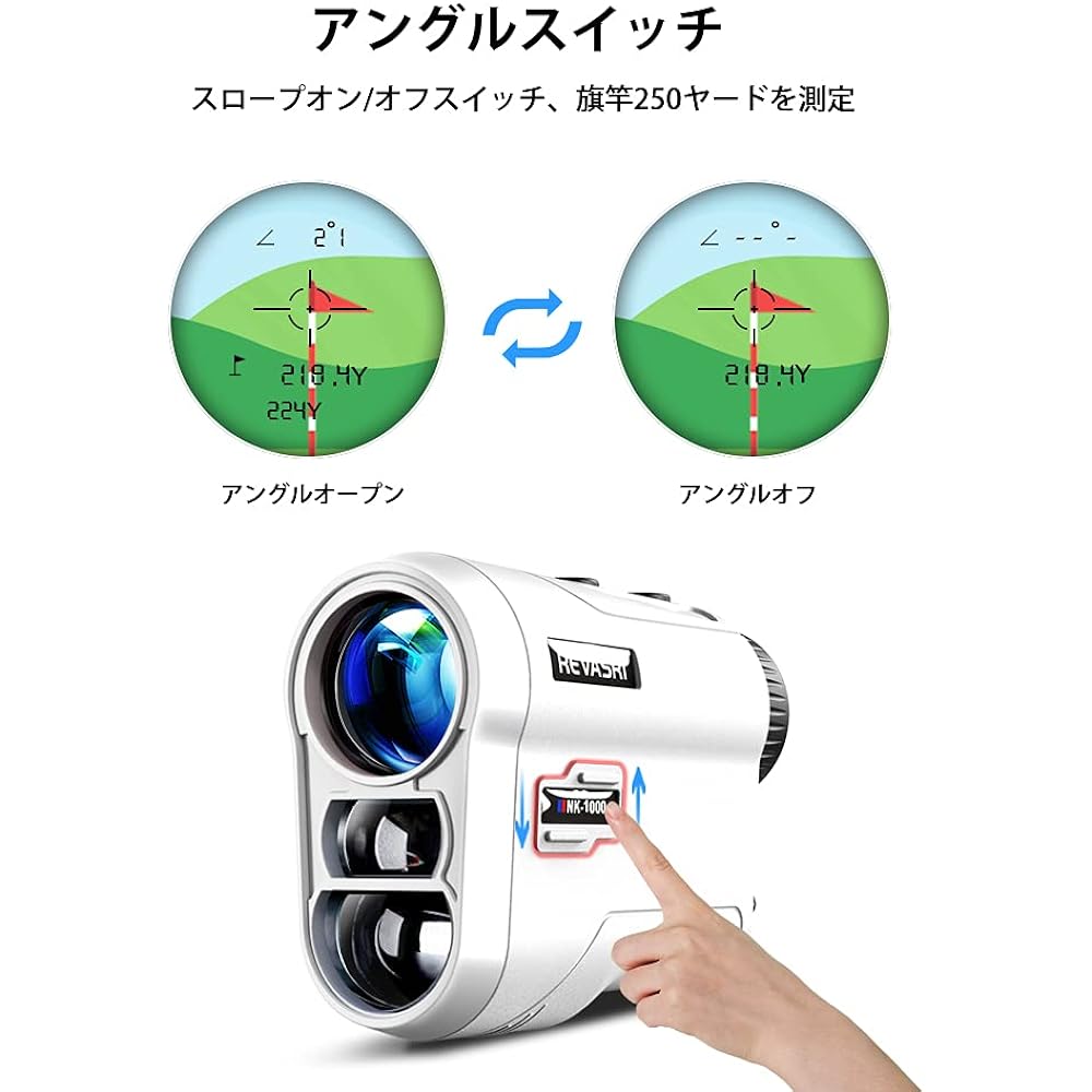 REVASRI Golf Distance Meter Measuring Instrument 1000yd Height Difference and Pinlock with Vibration Optical 6.5x Telephoto IPX4 Waterproof Mini Golf Distance Meter USB-C Rechargeable Laser Distance Meter