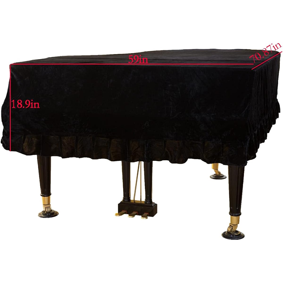 ESYUEL Pleuche Grand Piano Cover Border Dust Protection Cover Cloth 70.8 x 60.9 x 18.9 inches