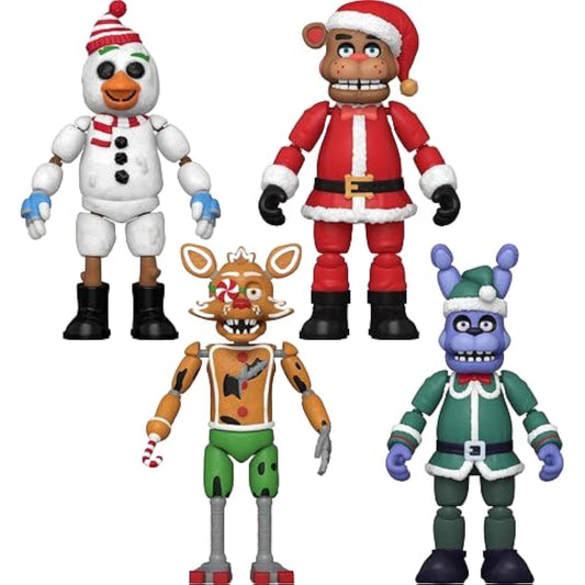 Funko Action Figures: FNAF Friday Night at Freddy's Holiday Bundle Snow Chica, Elf Bonnie, Gingerbread Foxy, Santa Freddy