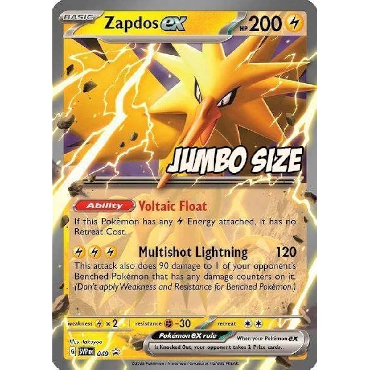 Pokemon - Jumbo Card - Zapdos ex SVP 049 - Pokemon 151 Black Star Promo - Holo Foil - Single Card