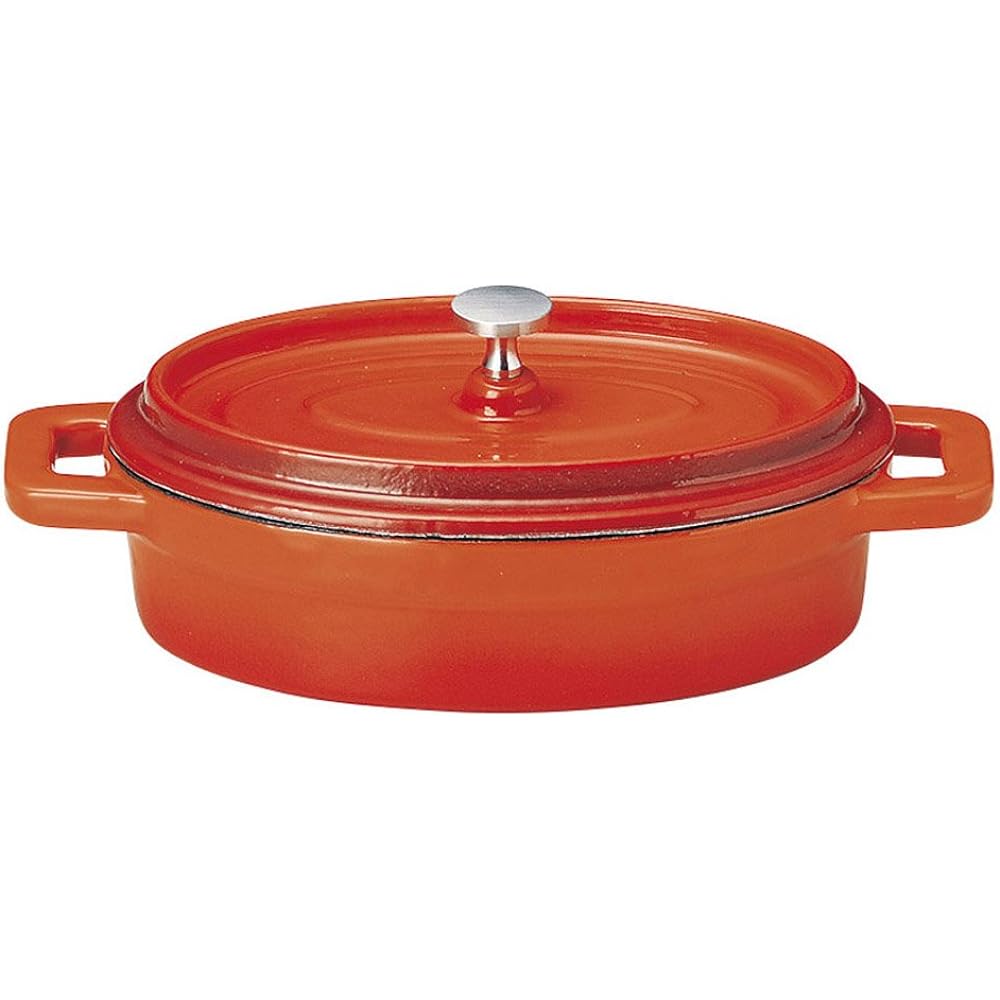 Koyo Pottery Iron Oval Cocotte 19cm Bake Orange S9954007